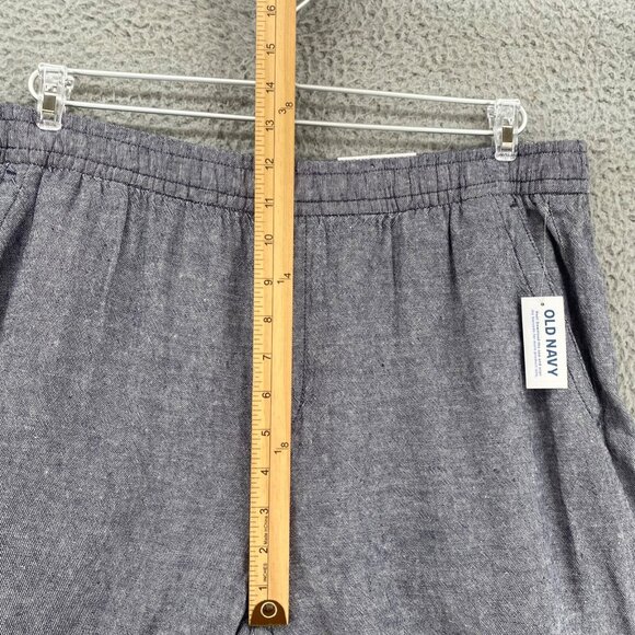 Old Navy Pants Large Gray Linen Blend Pull On Pocket Wide Leg Everyday Ankle NWT - Picture 10 of 13
